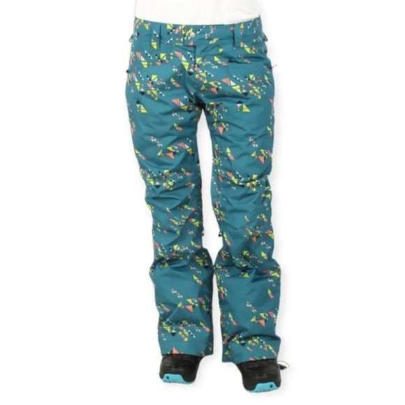 BETTY RIDES Mosiac Print Rocker Snowboard Ski Pant Teal Green 10K Waterproof S - Picture 1 of 16